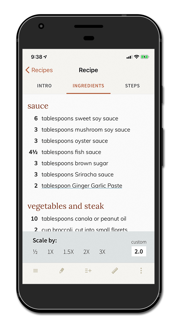 scale recipe on app